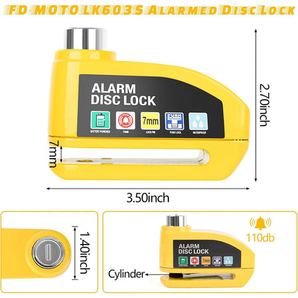 Motorbike Alarm Disc Lock Motorcycle Lock 110db w/ Reminder Cable Electric Lock