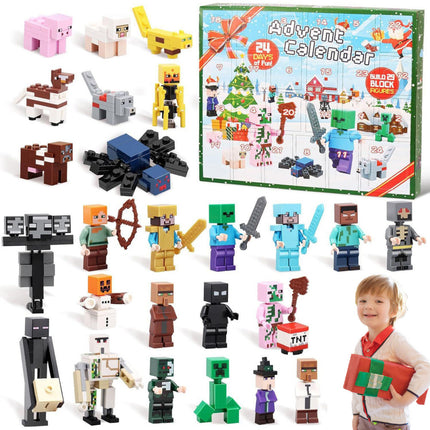 24 Days Christmas Mine craft Countdown Advent Calendar Toy Surprise Xmas Gift