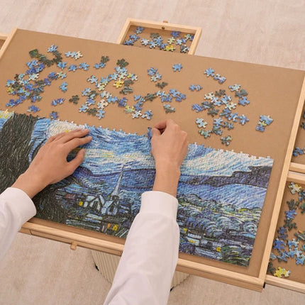 1000 Piece Puzzle Board with Drawer Cover Portable Wooden Jigsaw 29"x21.6"