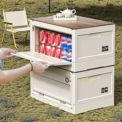 Folding Storage Crate Portable Camping Box Outdoor Travel Container with Handle Size L