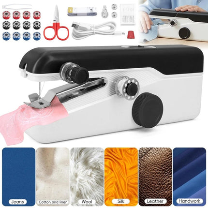Mini Handheld Portable Cordless Sewing Machine Hand Held Stitch Home Clothes