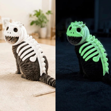 1pc Halloween Pet Dinosaur Skeleton Plush, 3D Spinosaurus Dinosaur Skeleton Costume