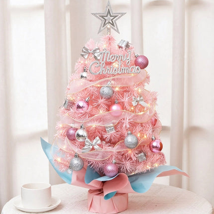 Mini Christmas Tree with Lights, Desktop Tabletop Xmas Tree, Star Topper Decor Ornaments
