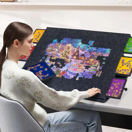 Felt Puzzle Board Felt Jigsaw Puzzle Board Tilting Puzzle Table 1000Pcs Storage