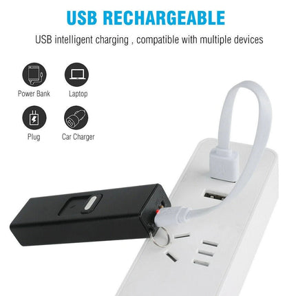 LED Torch Lamp USB Rechargeable Pocket Mini Keychain Keyring Stun Tool