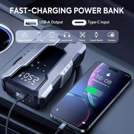 39800mAh Car Jump Starter with Air Compressor 7000A Car Jump Starter 12V Auto