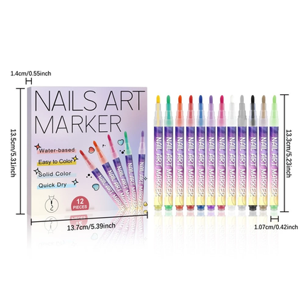 24PCS 3D Nail Art Drawing Pen Waterproof Painting Liner Drawing Embellishing