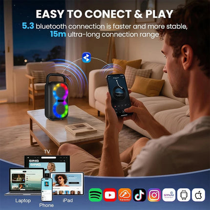 Bluetooth Portable Party Speaker with Colorful Lights Floor Standing Speakers