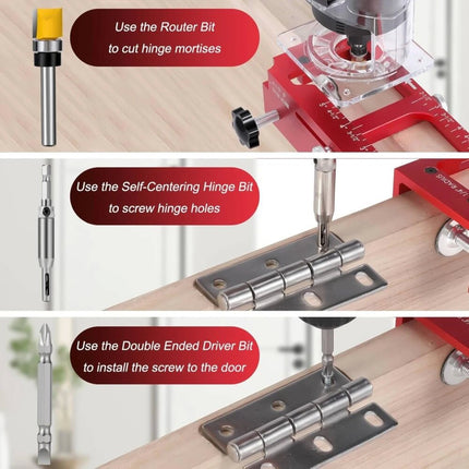 Door Hinge Jig, Aluminum Alloy Door Hinge Template Kit for Router, Adjustable