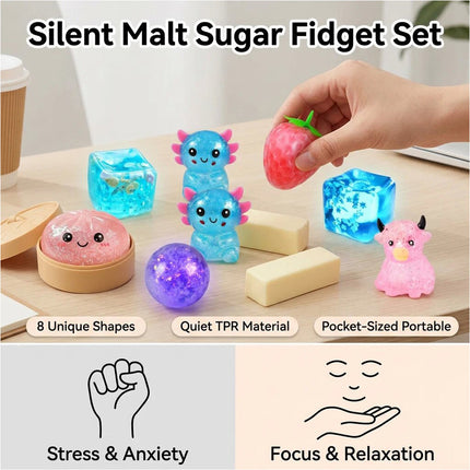 8-Piece Set Squish Box Malt Sugar Stress Relief Fidget Toys Christmas Gift