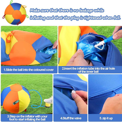 45Cm Jumbo Herding Ball Inflatable with Handle Cover & Pump for Dogs B