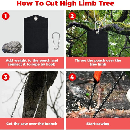 53 inch 68 Teeth Rope Saw High Reach Tree Limb Hand Rope Chain Saw Portable