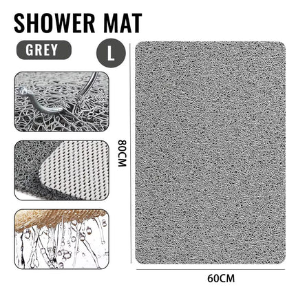 Super Comfy Shower Mat Non Slip Bathroom Pad Never Stain or Blocks Drain 60*80CM - Grey