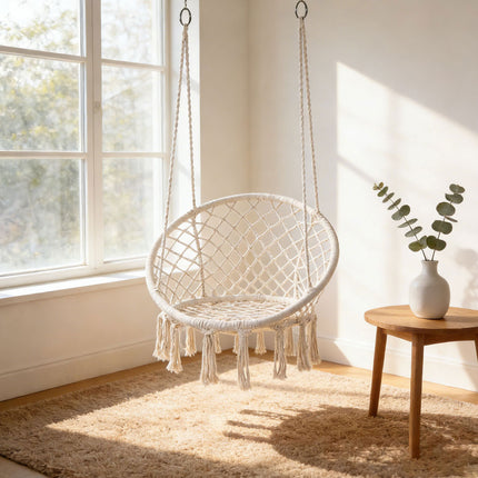 Hammock Chair Macrame Cotton Swing Bed Relax Indoor Outdoor Hanging Garden