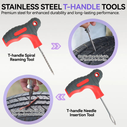 75pcs Heavy Duty Tyre Puncture Repair Tool Tire Mending Kit For Auto Motorbike