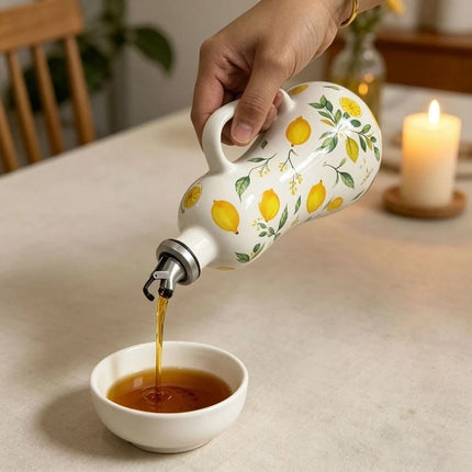 Lemon Pattern Oil Bottle Olive Oil Dispenser Vinegar Can Oil Container for Home