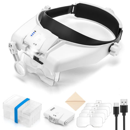 5 Lens Adjustable Headband Magnifier Head Magnifier Hands Free Magnifying Glass