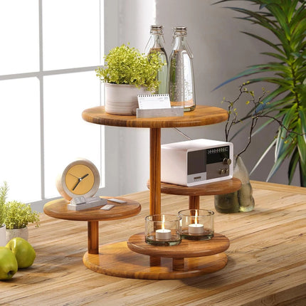 4-Tier Round Wood Cupcake Tower Stand for Birthday, Graduation, Coffee & Tea Party
