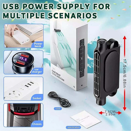 Mini USB Car SUV Seat Back Cooling Fan Portable 3 Speed Headrest Silent Cooler