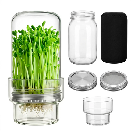 Seed Sprouter Germination Cover Kit Sprouting Mason Jars With Lids Stand