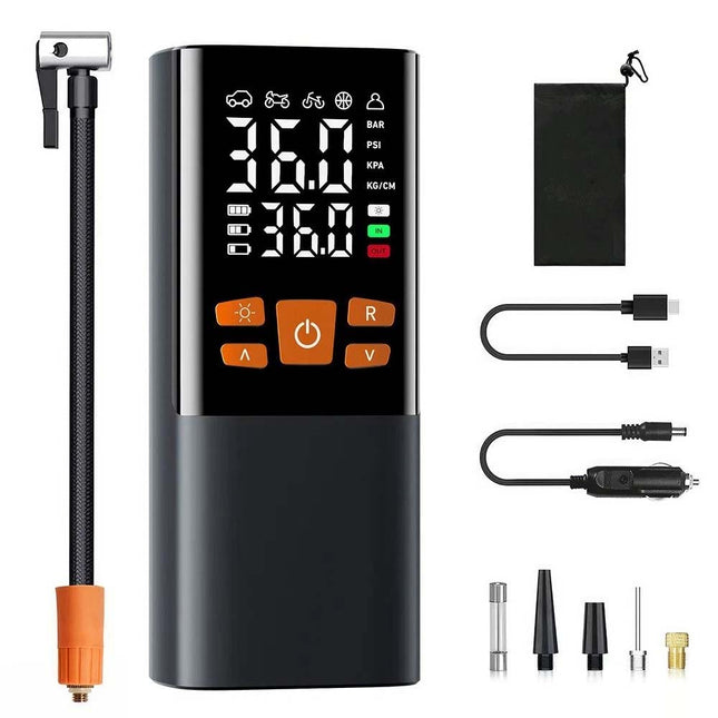 Multi-Function Tire Inflator 150PSI DC 12V Rechargeable Electric Air Compressor Orange