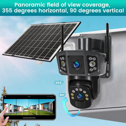 9MP Wireless Dual-Lens Outdoor Solar Security Camera System PTZ IP WIFI CCTV Cam