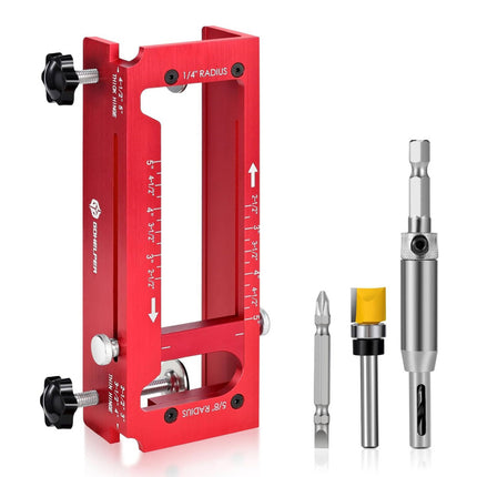 Door Hinge Jig, Aluminum Alloy Door Hinge Template Kit for Router, Adjustable