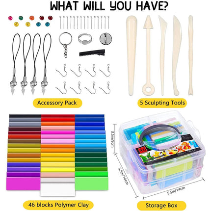 Polymer Clay Kit 46 Blocks Colors Oven Bake Clay Modeling DIY Boys And Girls TOYS Gifts AU