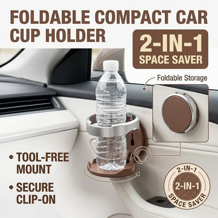 Universal Foldable Car Cup Holder with Hook Folding Automotive Door Storage