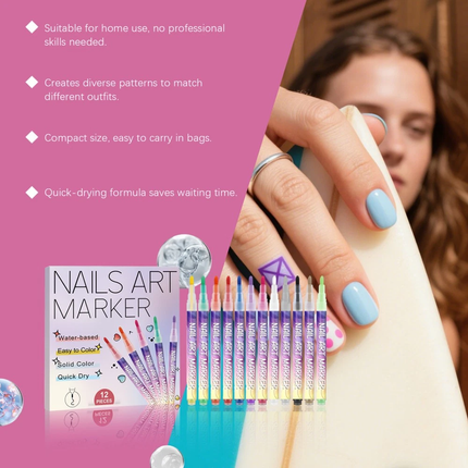 24PCS 3D Nail Art Drawing Pen Waterproof Painting Liner Drawing Embellishing