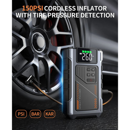 6000A Car Jump Starter Power Bank With Air Compressor Battery Booster + Case