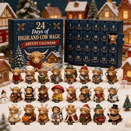3D Highland Cow Advent Calendar 24 Days Countdown Calendars with 24 Highland Cow