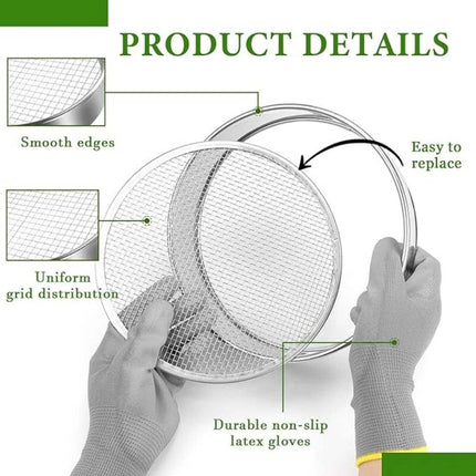 Stainless Steel Garden Potting Bonsai Compost Soil Sieve Set with 5 Mesh Sizes