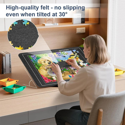 1000pcs Tilting Puzzle Board With 2-in-1 Designed Stand Cover Felt Mat 6 Trays