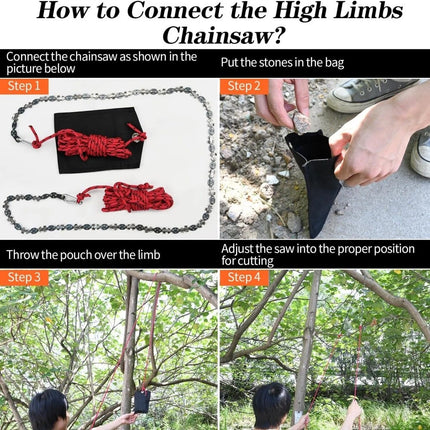 53 inch 68 Teeth Rope Saw High Reach Tree Limb Hand Rope Chain Saw Portable