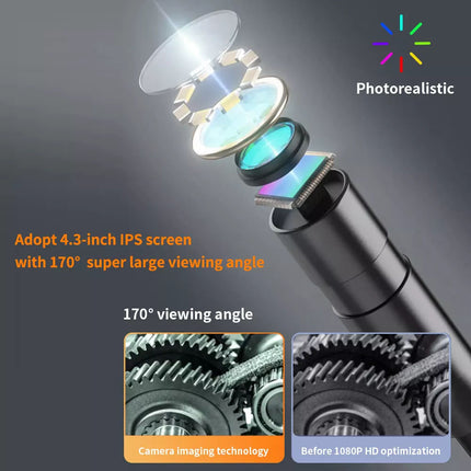 Industrial Endoscope Camera 8mm 1080P HD 4.3" Screen Borescope Inspection Camera