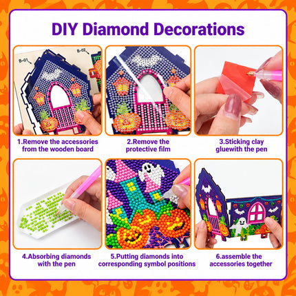Spooky Season Tabletop Decorations: 3D House Diamond Art Craft Kits