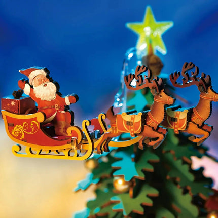 Wood 3D Puzzle Rotatable Christmas Music Box DIY Creative Toy Xmas Gifts
