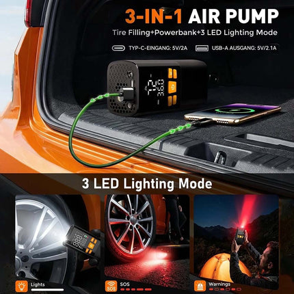 Multi-Function Tire Inflator 150PSI DC 12V Rechargeable Electric Air Compressor