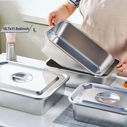 Stainless Steel Baking Pan Tray With Lid Cake Baking BBQ Pan Tray Roaster Pan