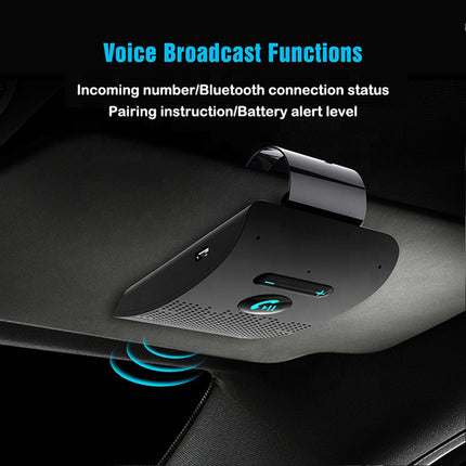 Car Bluetooth Handsfree Speaker Kit with Sun Visor Clip Mount Black Car Audio Receiver Clip-on Device