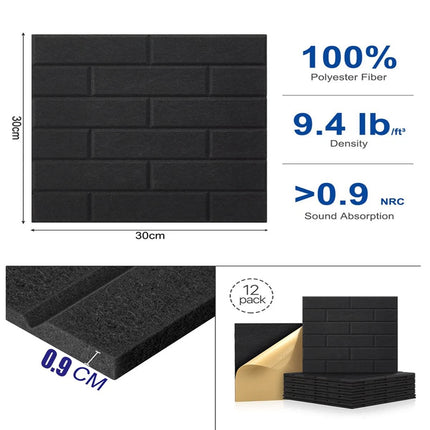 12 Packs Thick Soundproofing Acoustic Foam Tiles Wall Panels For Studio Home