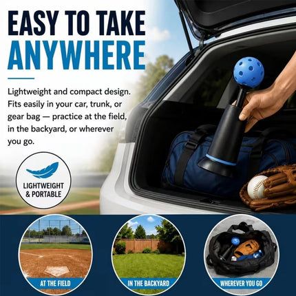 Baseball Training Tee Popper - Pops Up Balls to The Perfect Height with 3 Balls