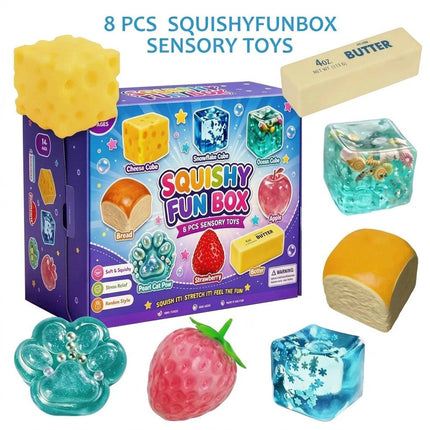 8-Piece Set Squish Box Malt Sugar Stress Relief Fidget Toys Christmas Gift