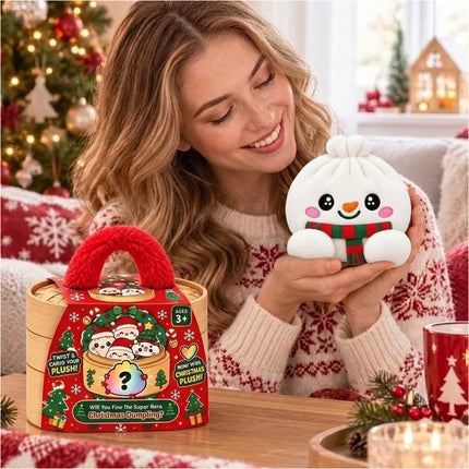 Christmas White bun with scarf Dumpling Ploofs Rainbow Plush Edition with Steamer