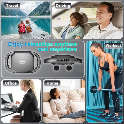 6-Head Electric Percussion Massager with 9 Modes & 9 Intensity Levels