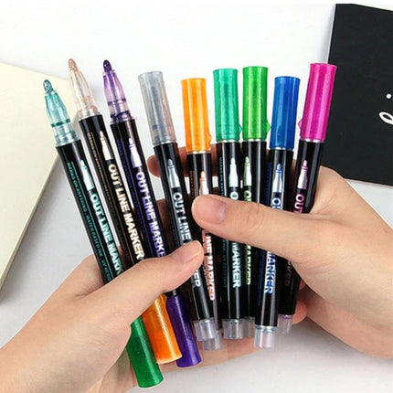 12/24/48PCS Outline Pens Metallic Coloring Lightstick Graffiti Pen Xmas Gifts