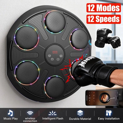 Upgraded Music Boxing Punching Machine Home Smart Training 12 Modes Count Gloves
