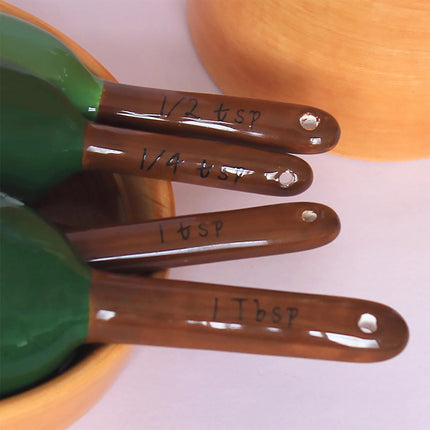 Ceramic Cactus Measuring Spoons Baking Measuring Spoons with Holder Kitchen    (4 Colors)