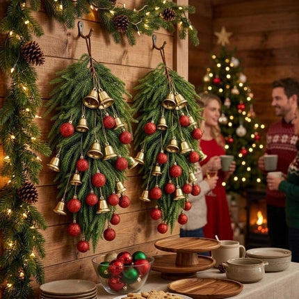 Glitter Baubles Artificial Pine Christmas Hanging Entryway